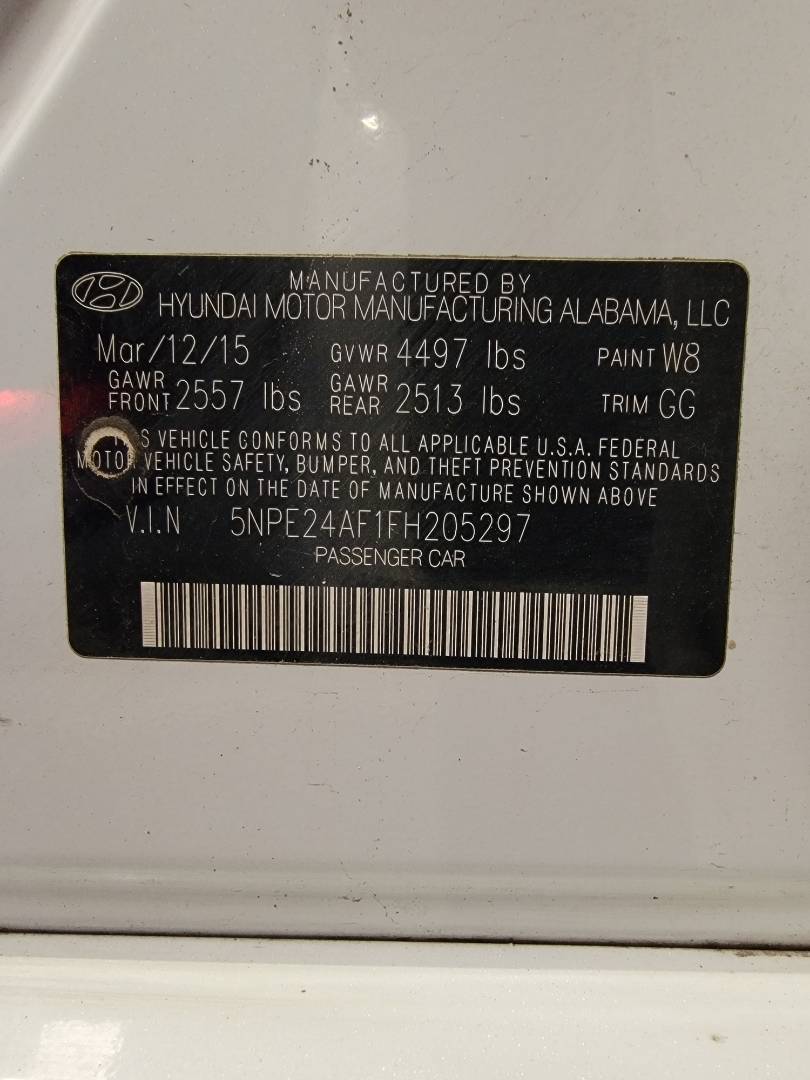 2015 HYUNDAI SONATA — 117702 Miles — Lot H205297 — Souq - Marhaba Auctions Used Cars - Image 9