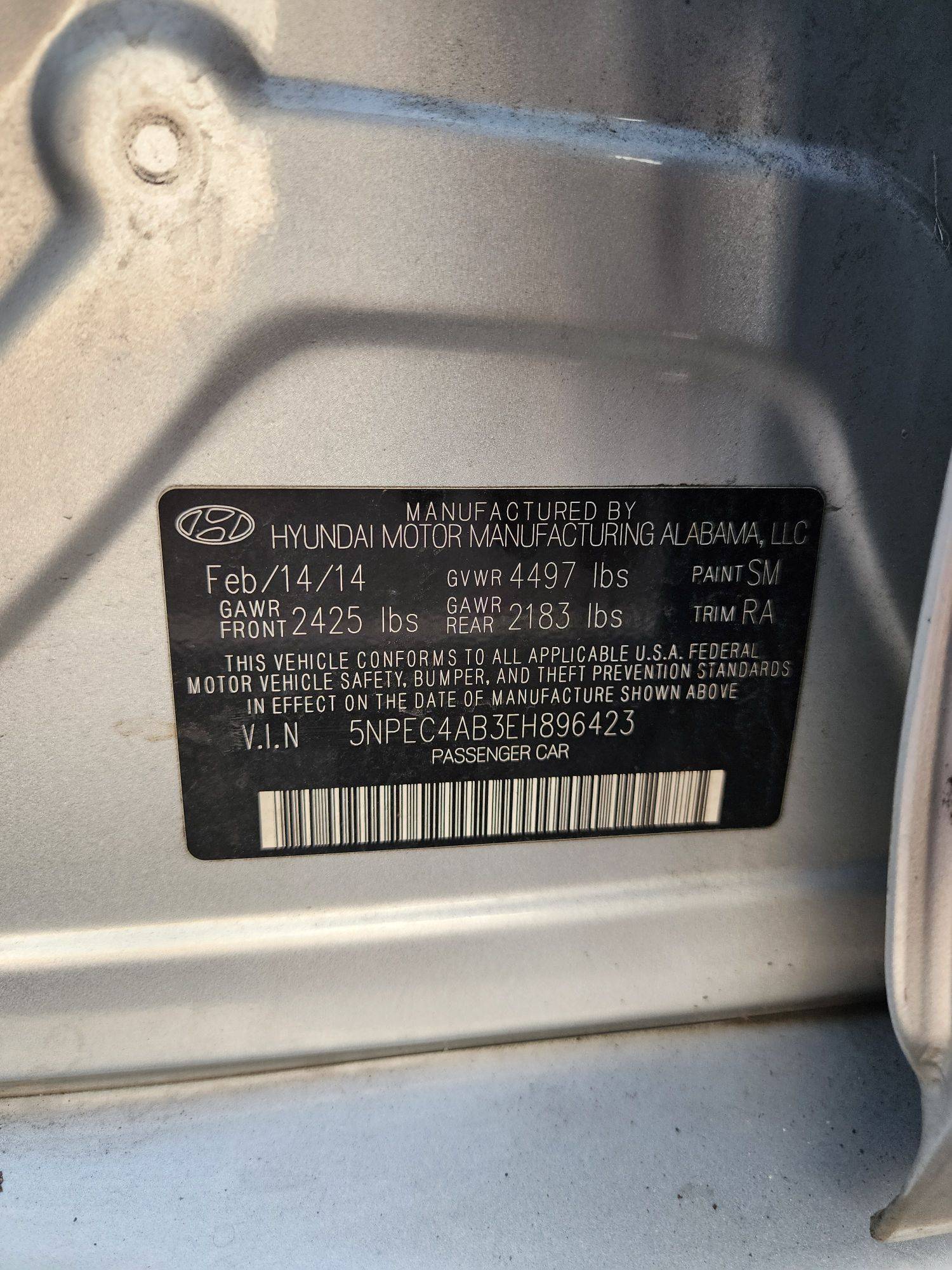 2014 HYUNDAI SONATA — 177375 Miles — Lot 96423 — Souq - Marhaba Auctions Used Cars - Image 12