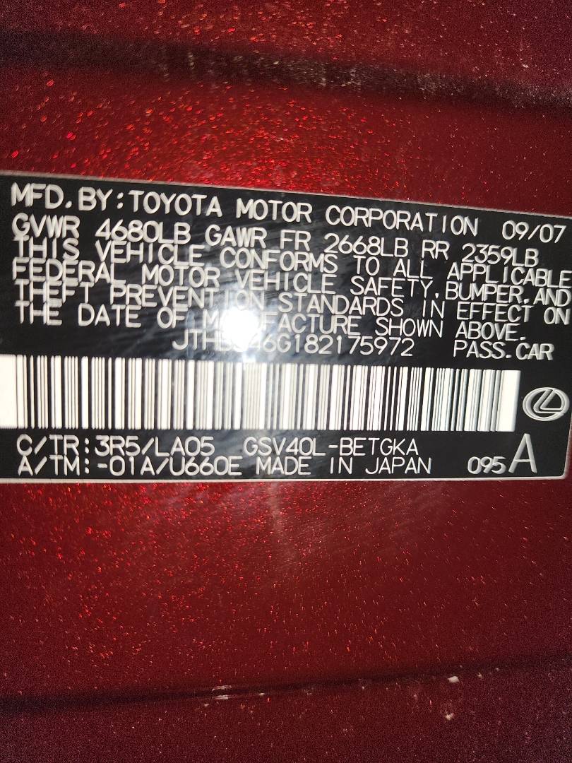 2008 LEXUS ES 350 — 211201 Miles — Lot 82470803 - Marhaba Auctions Used Cars - Image 7