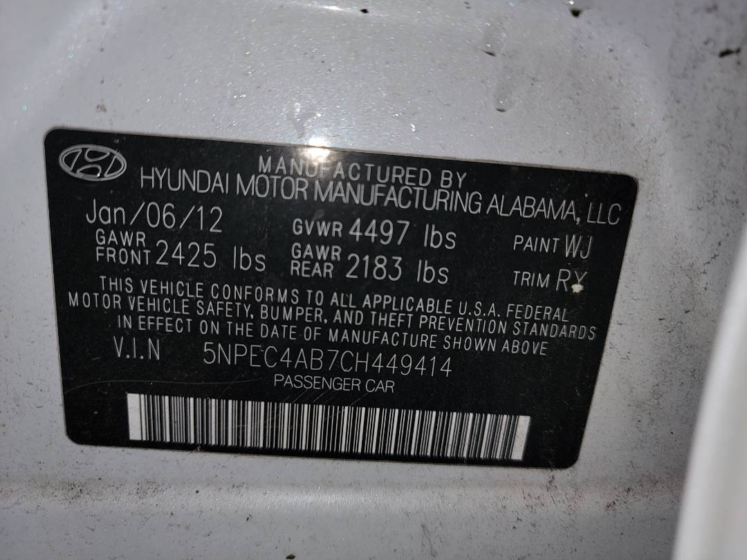 2012 HYUNDAI SONATA — 223091 Miles — Lot 81497883 - Marhaba Auctions Used Cars - Image 9