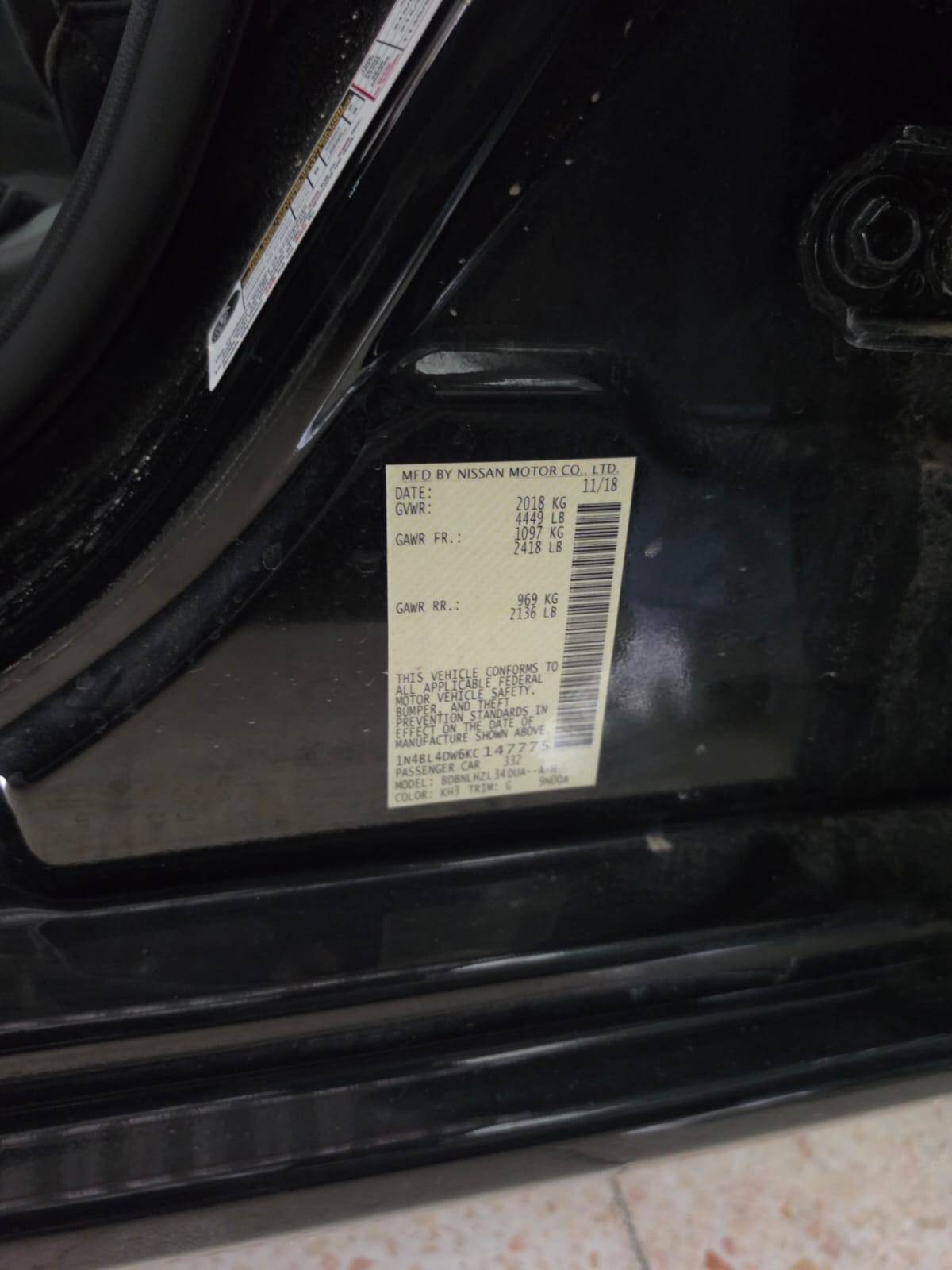 2019 NISSAN ALTIMA — 102495 Miles — Lot DW6KC147775 - Marhaba Auctions Used Cars - Image 10