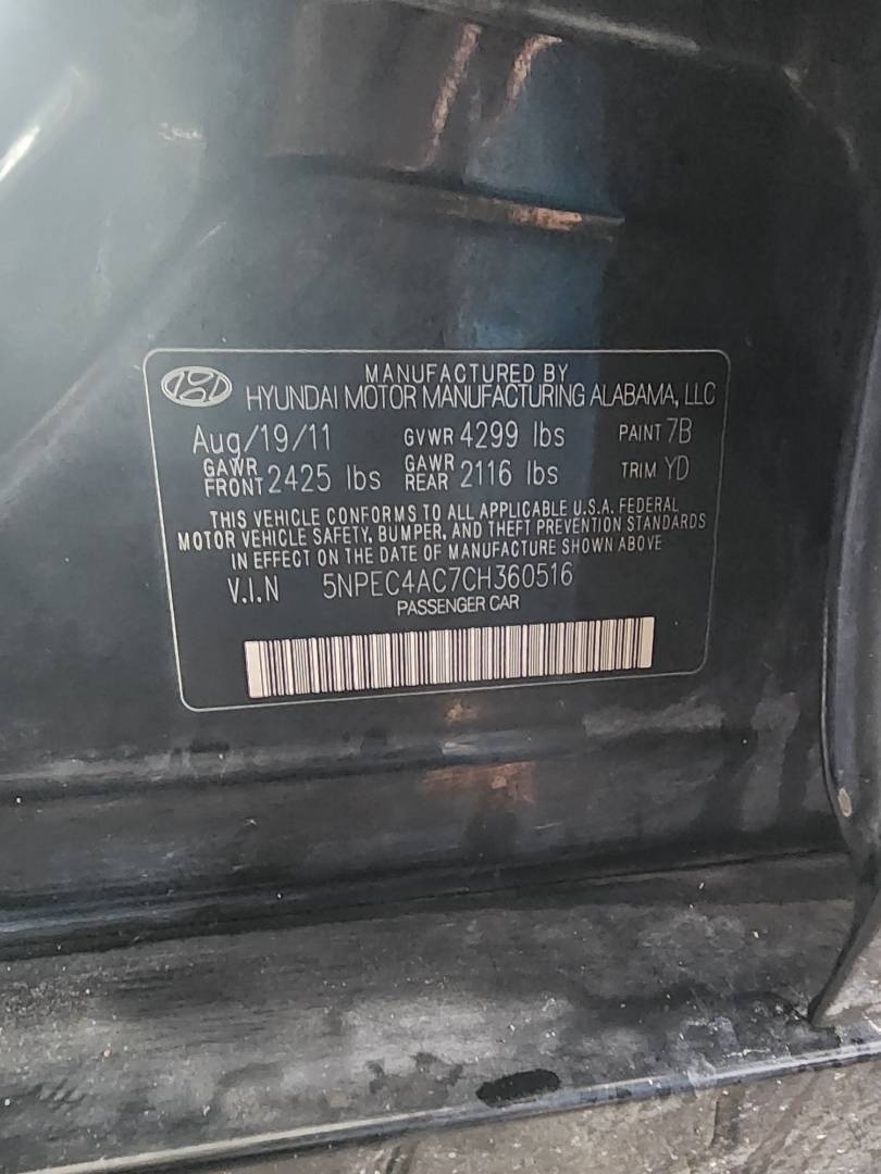 2012 HYUNDAI SONATA — 158616 Miles — Lot 38143405 - Marhaba Auctions Used Cars - Image 4
