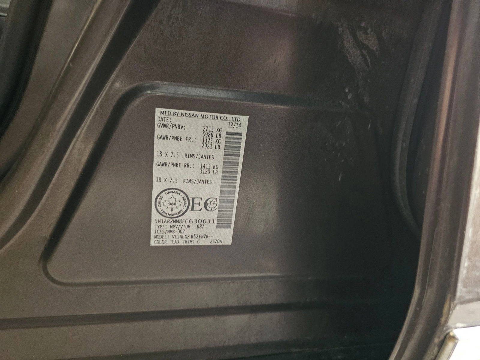 2015 NISSAN PATHFINDER — 164251 KM — Lot C630631 — Main - Marhaba Auctions Used Cars - Image 8