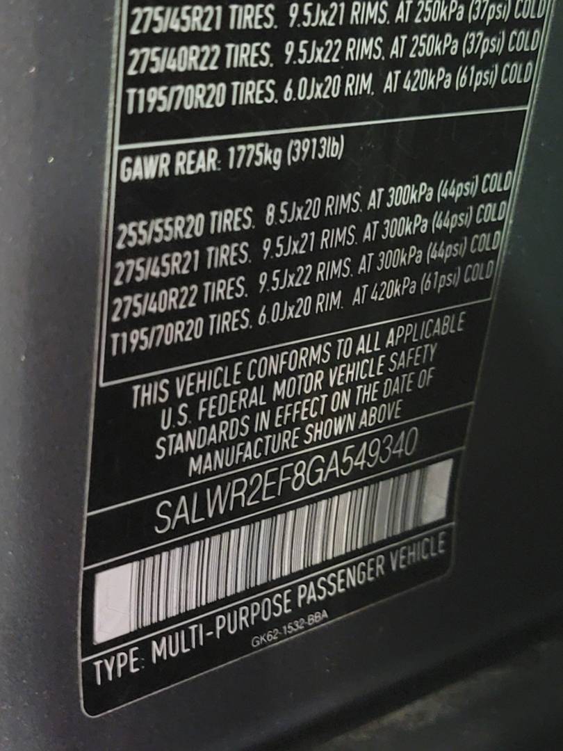 2016 LAND ROVER RANGE ROVER SPORT — 107824 Miles — Lot A549340 — Main - Marhaba Auctions Used Cars - Image 10