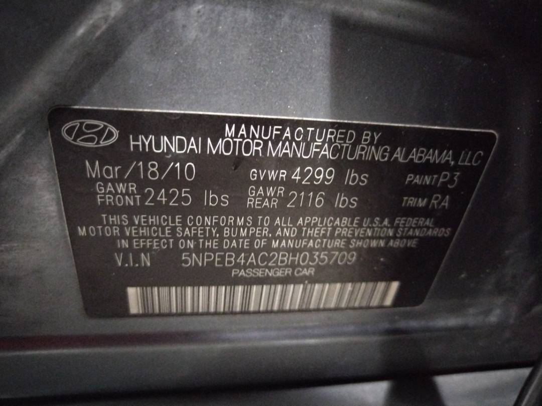 2011 HYUNDAI SONATA — 172168 Miles — Lot 62002263 - Marhaba Auctions Used Cars - Image 3
