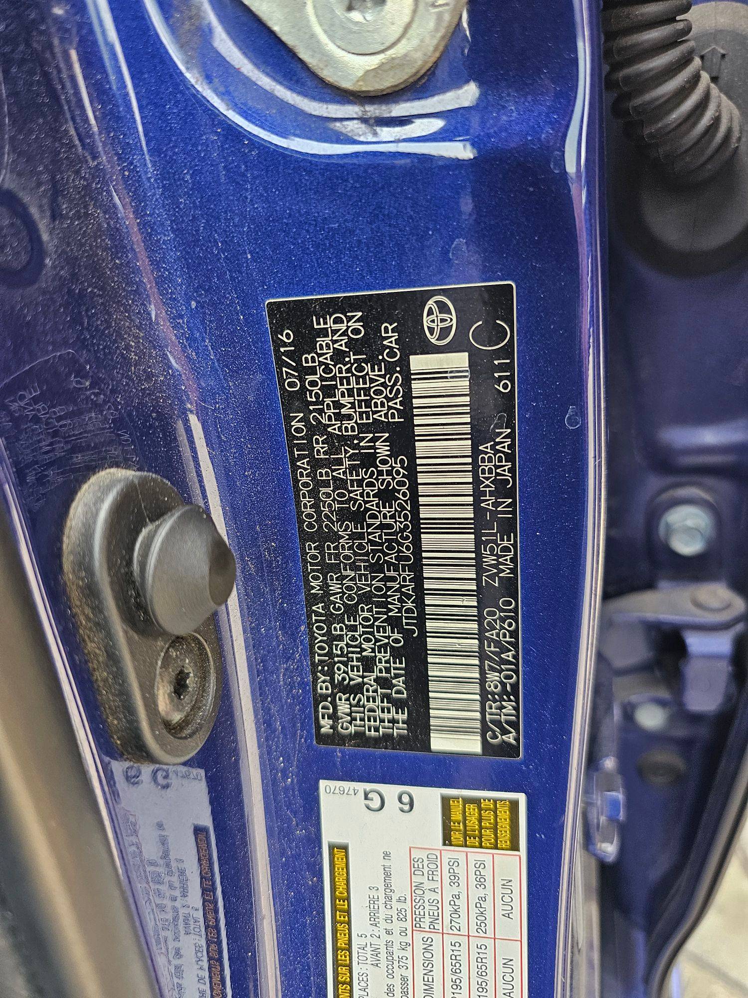 2016 TOYOTA PRIUS — 287777 Miles — Lot G3526095 — Souq - Marhaba Auctions Used Cars - Image 9