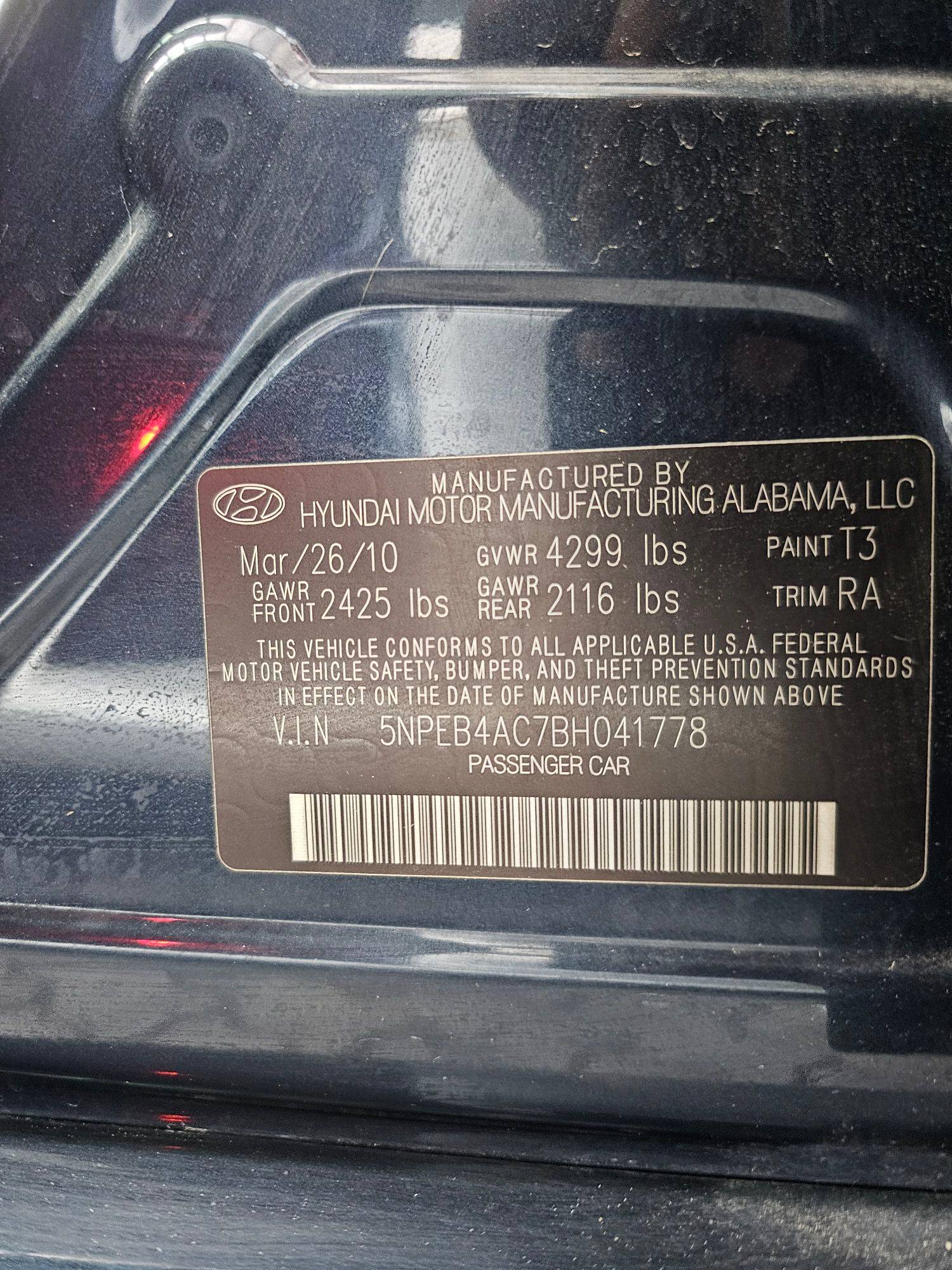 2011 HYUNDAI SONATA — 188724 Miles — Lot BH041778 — Souq - Marhaba Auctions Used Cars - Image 9