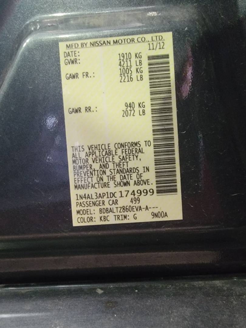 2013 NISSAN ALTIMA — 128922 Miles — Lot DC174999 — Main - Marhaba Auctions Used Cars - Image 9
