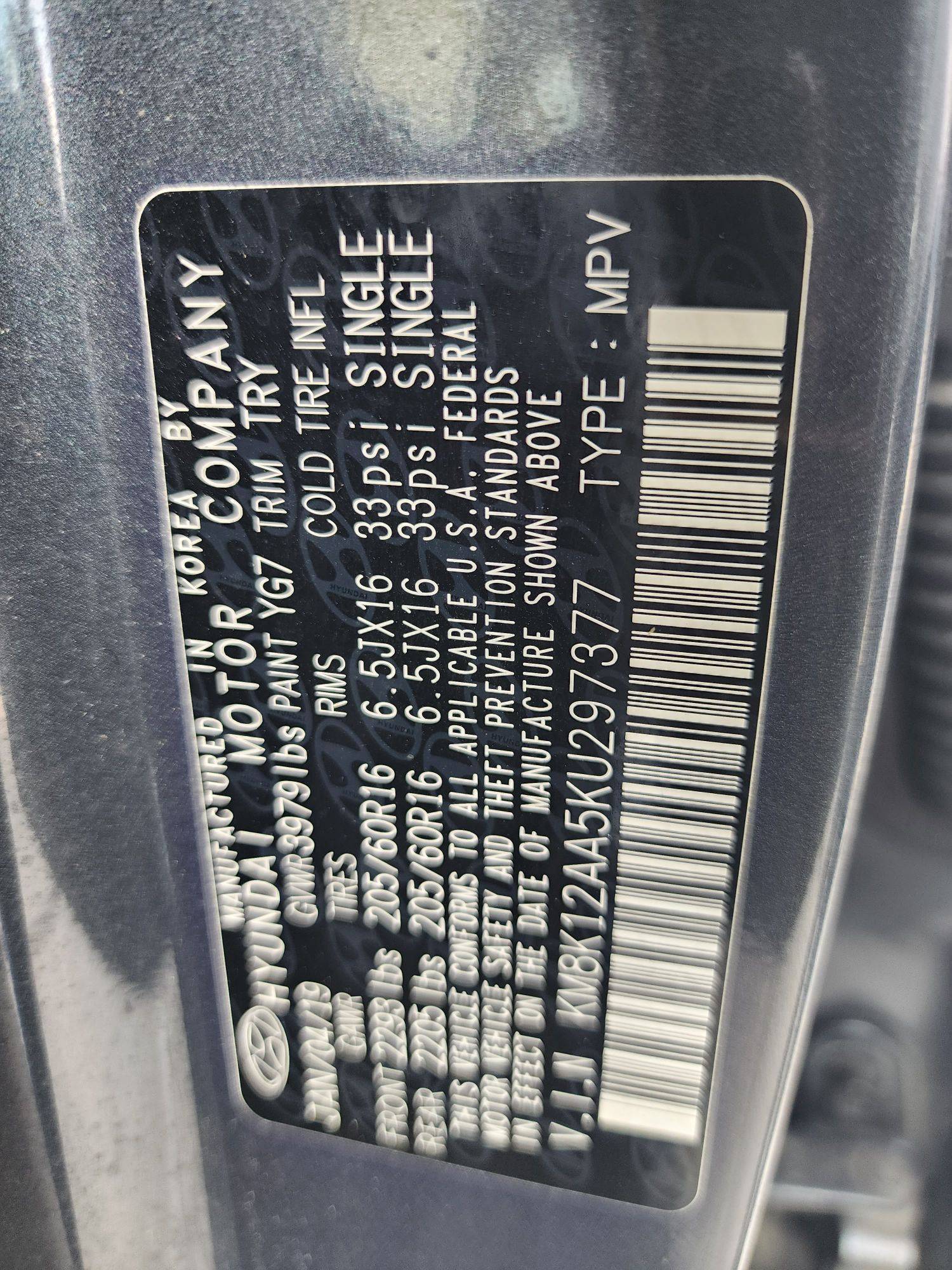 2019 HYUNDAI KONA — 125087 Miles — Lot 37432291 - Marhaba Auctions Used Cars - Image 3