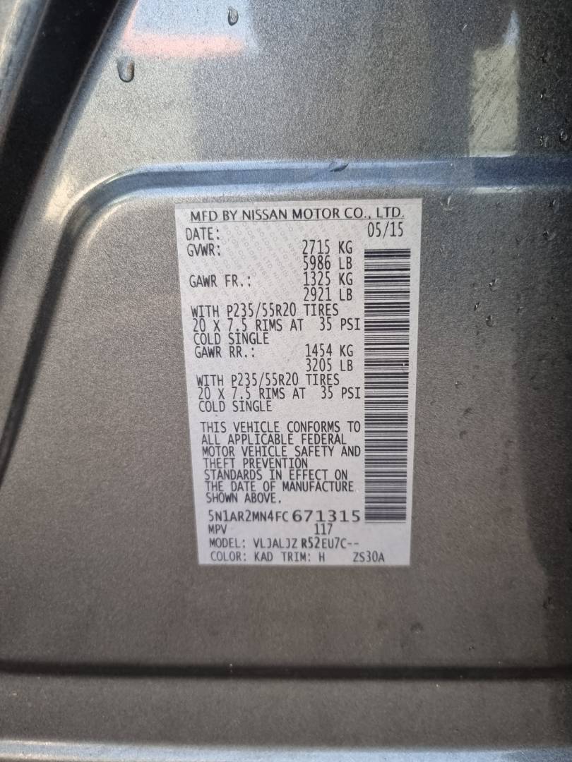 2015 NISSAN PATHFINDER — 148887 Miles — Lot 215487 — Ind. 12 - Marhaba Auctions Used Cars - Image 10
