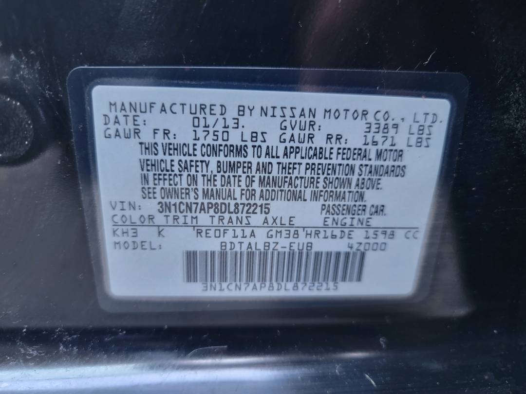 2013 NISSAN VERSA — 104643 Miles — Lot 38334385 - Marhaba Auctions Used Cars - Image 8