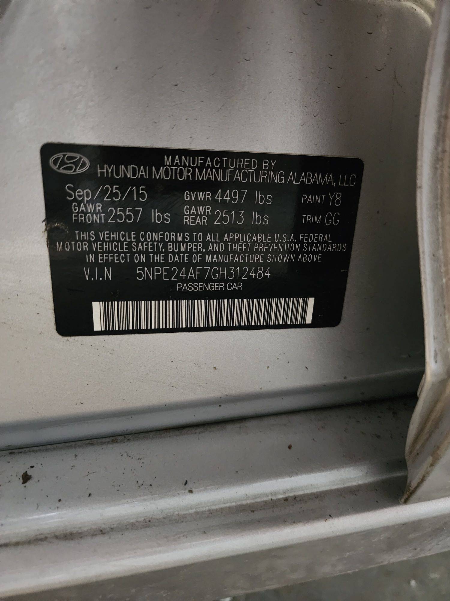 2016 HYUNDAI SONATA — 132568 Miles — Lot 7GH312484 — Al Quoz - Marhaba Auctions Used Cars - Image 10