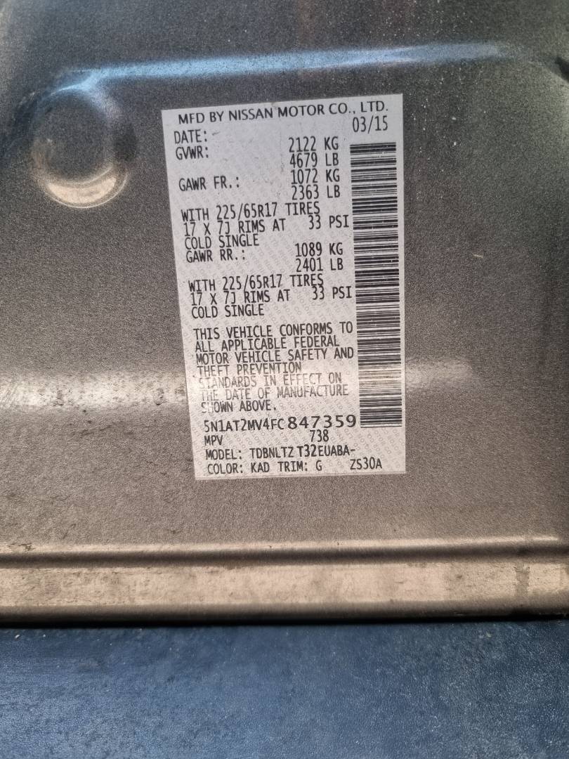2015 NISSAN ROGUE — 122676 Miles — Lot C847359 — Al Quoz - Marhaba Auctions Used Cars - Image 8