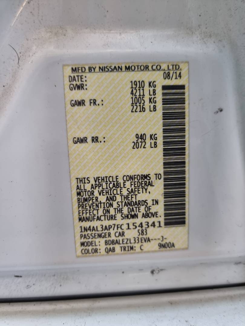 2015 NISSAN ALTIMA — 190189 Miles — Lot 124578 — Main - Marhaba Auctions Used Cars - Image 8