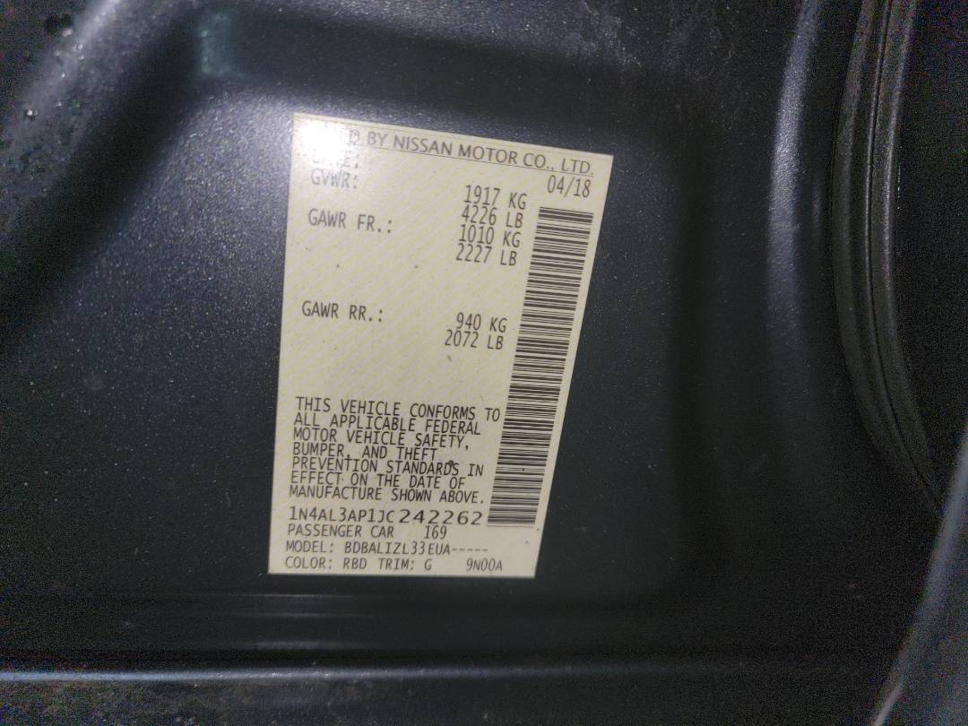 2018 NISSAN ALTIMA — 154565 Miles — Lot 80106373 - Marhaba Auctions Used Cars - Image 9