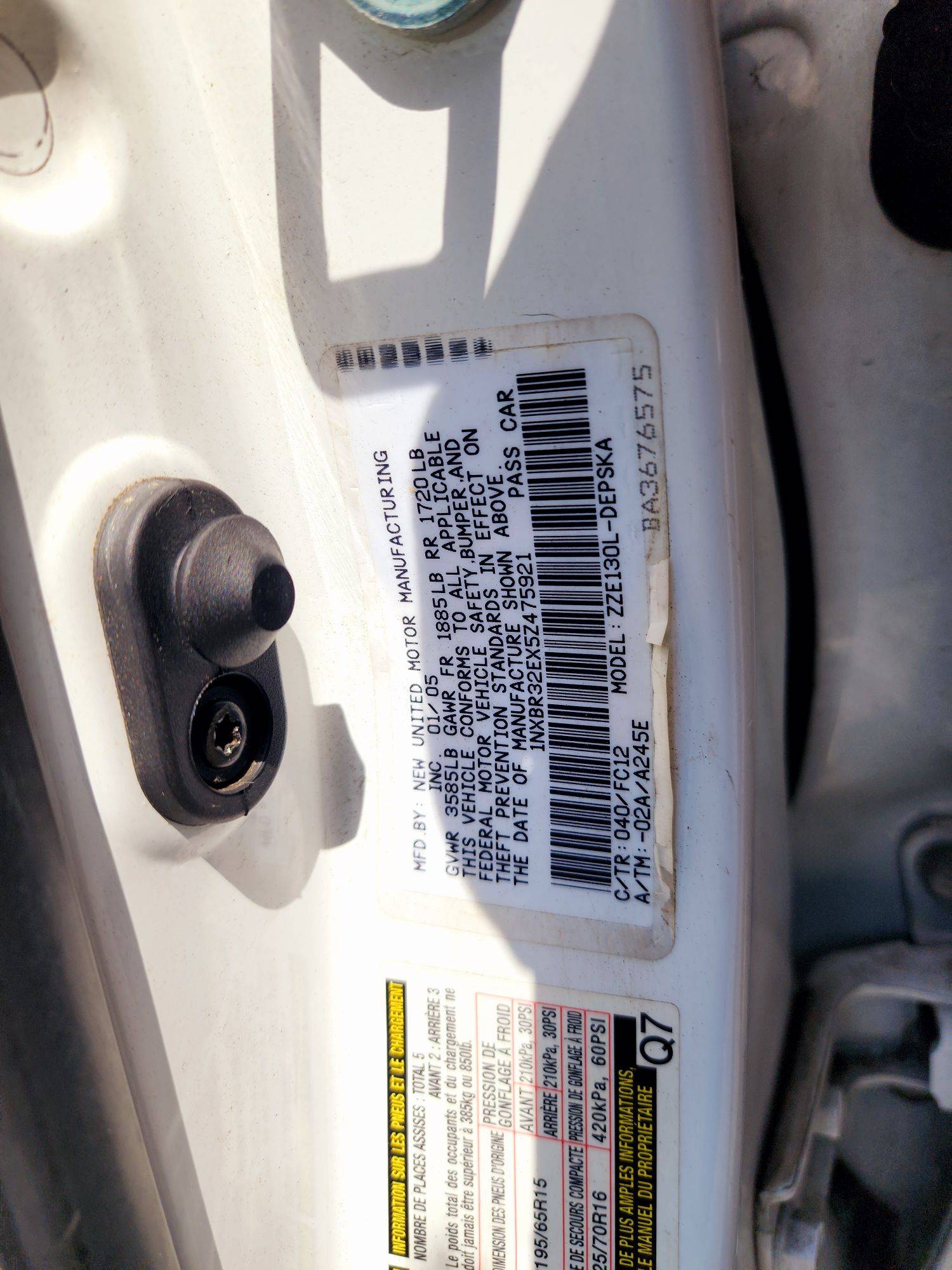 2005 TOYOTA COROLLA — 279921 Miles — Lot 85163904 — Main - Marhaba Auctions Used Cars - Image 9