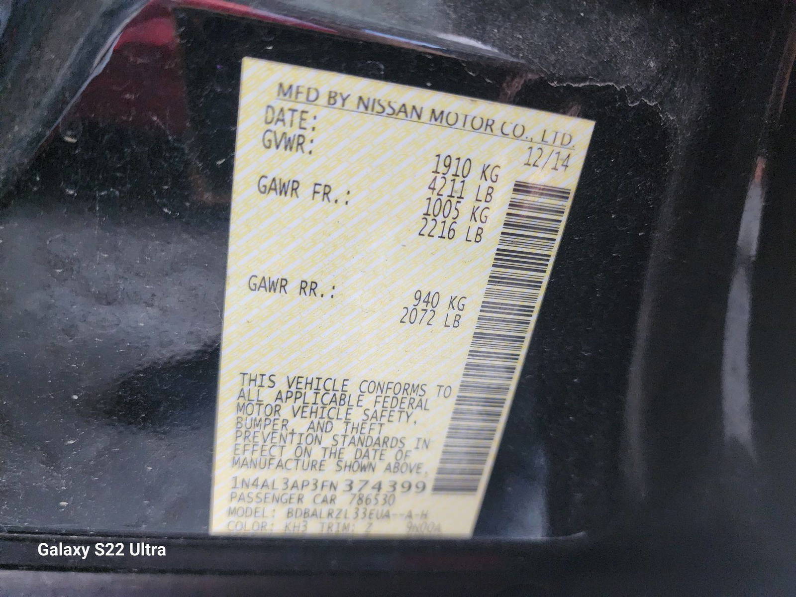 2015 NISSAN ALTIMA — 120754 Miles — Lot 78725673 - Marhaba Auctions Used Cars - Image 9