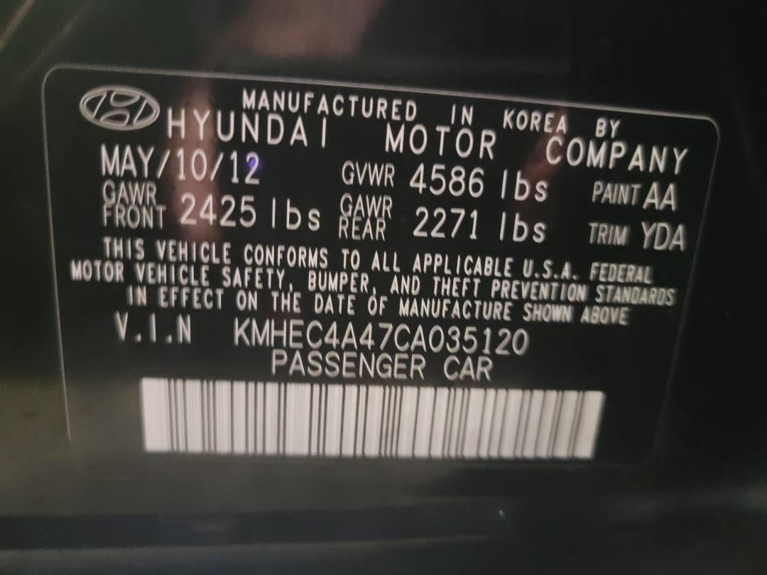 2012 HYUNDAI SONATA — 188860 Miles — Lot 524562121 - Marhaba Auctions Used Cars - Image 10