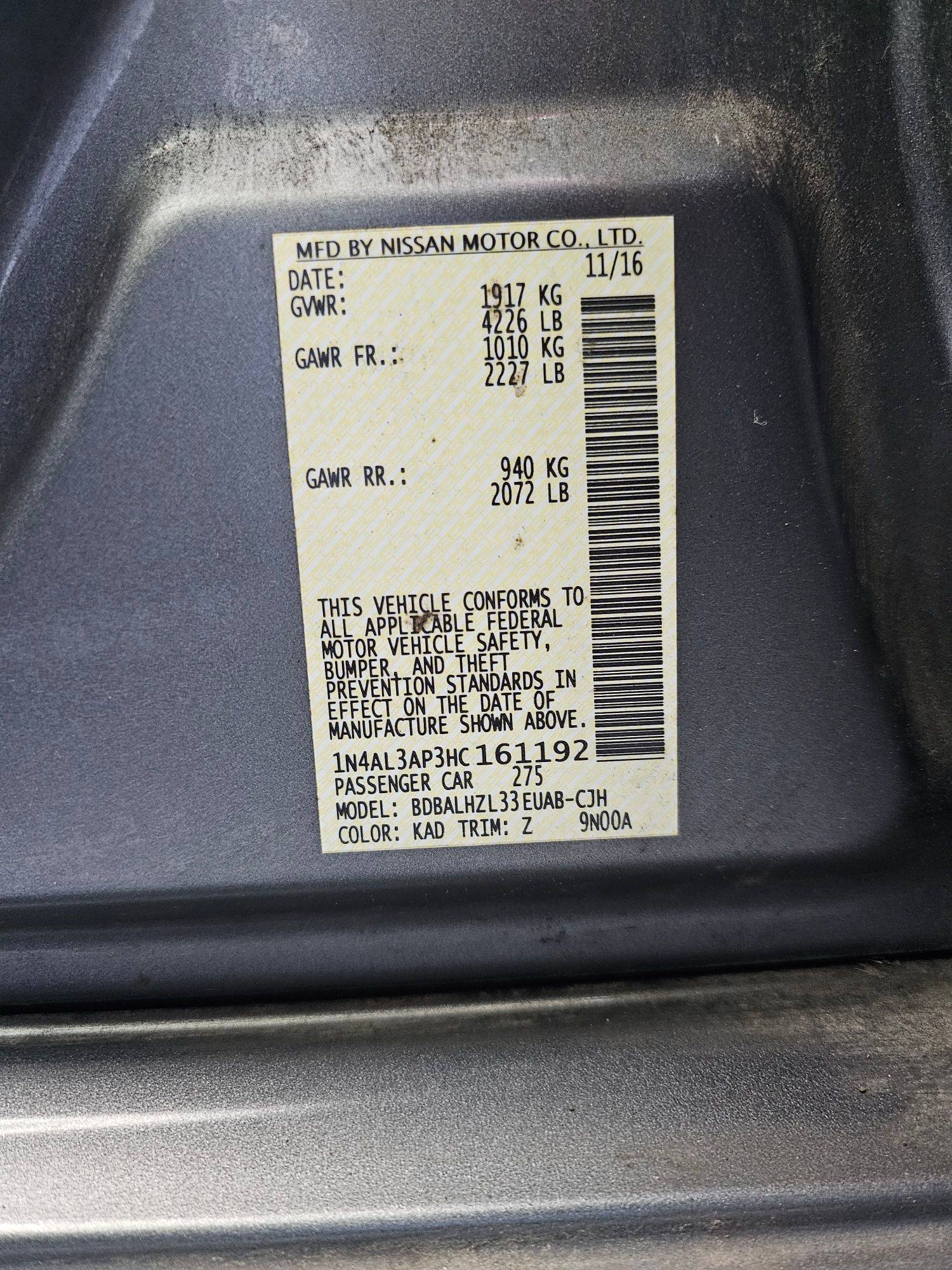 2017 NISSAN ALTIMA — 116022 Miles — Lot 3HC161192 — Souq - Marhaba Auctions Used Cars - Image 9