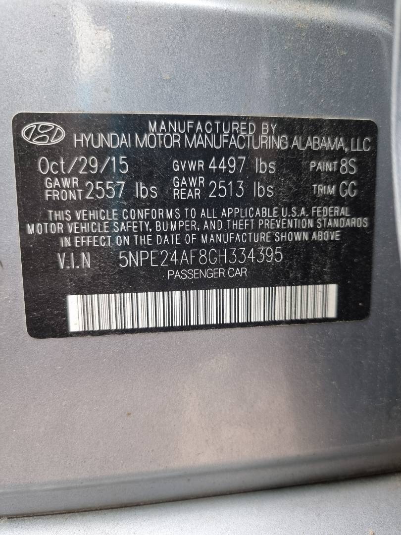 2016 HYUNDAI SONATA — 130429 Miles — Lot 334395 — Ind. 12 - Marhaba Auctions Used Cars - Image 10