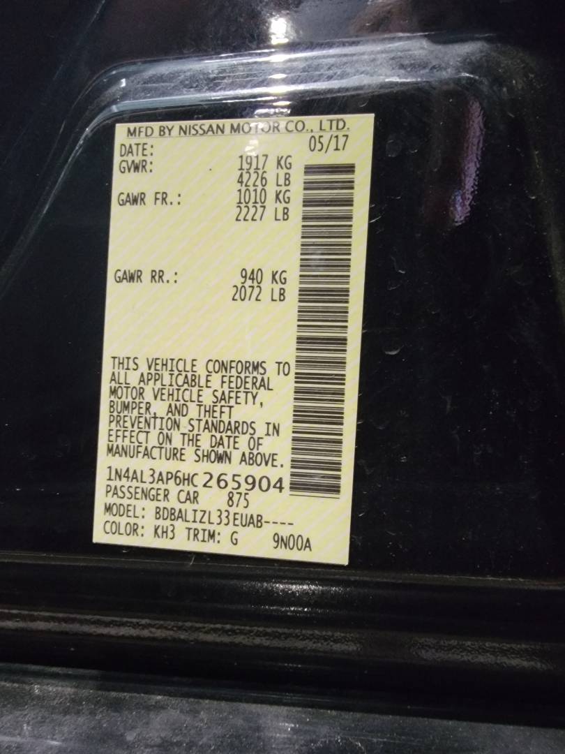 2017 NISSAN ALTIMA — 118577 Miles — Lot C265904 — Main - Marhaba Auctions Used Cars - Image 9