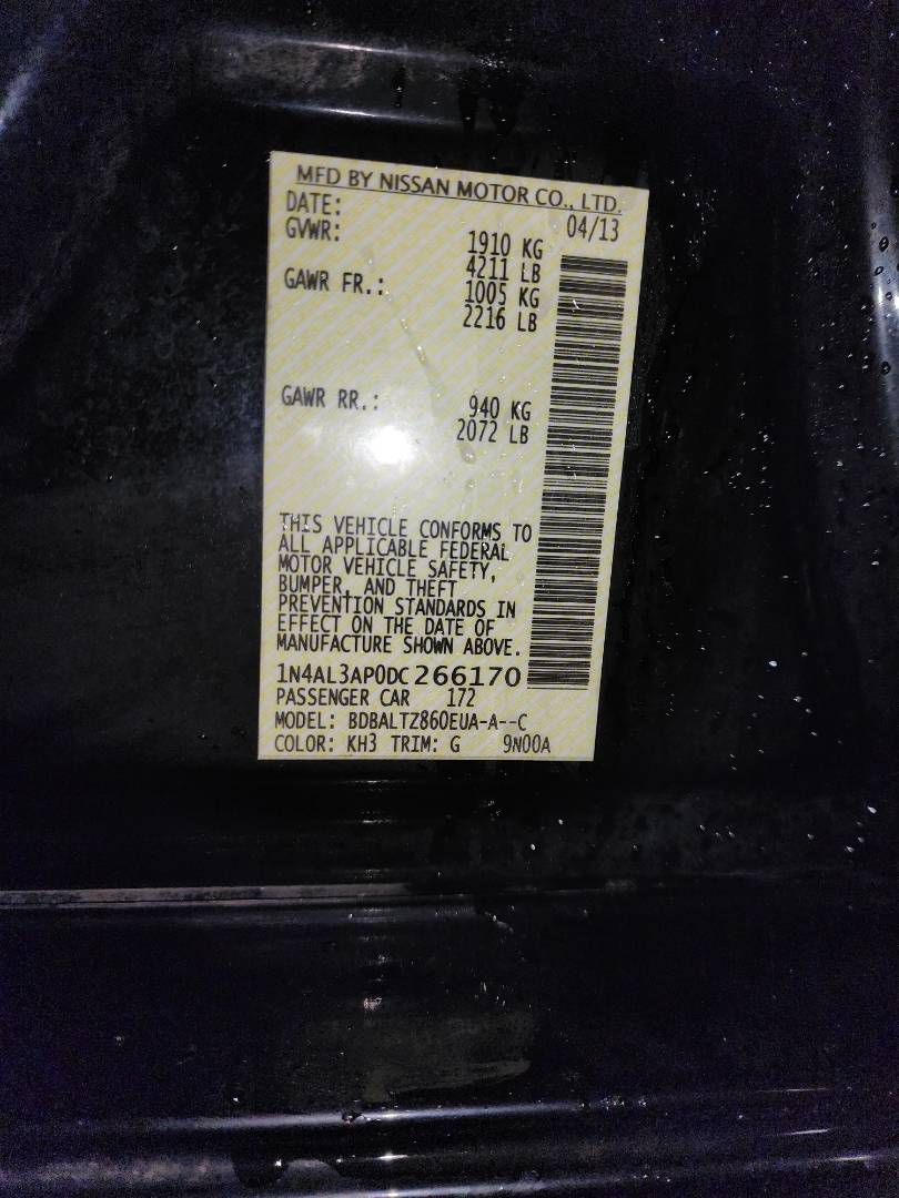 2013 NISSAN ALTIMA — 214756 Miles — Lot 57261123 - Marhaba Auctions Used Cars - Image 3