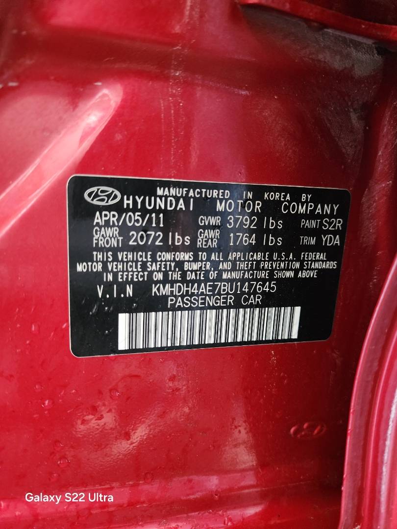 2011 HYUNDAI ELANTRA — 95574 Miles — Lot 38825460 — Souq - Marhaba Auctions Used Cars - Image 7