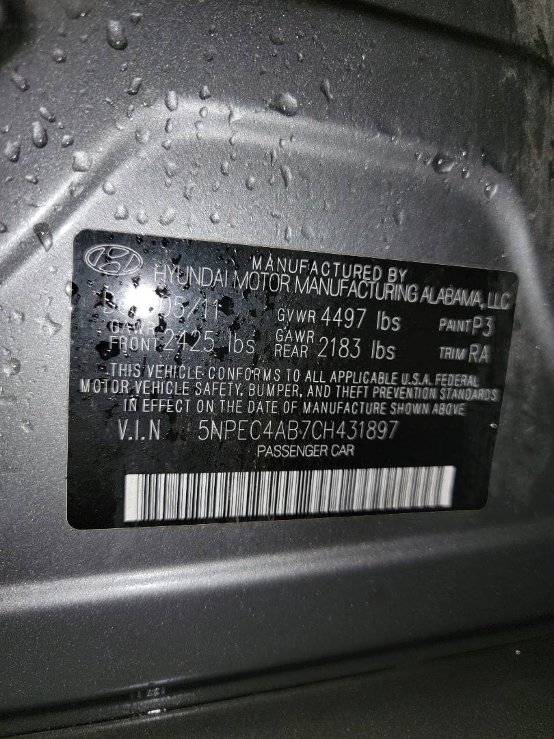 2012 HYUNDAI SONATA — 251047 Miles — Lot 431897 - Marhaba Auctions Used Cars - Image 10