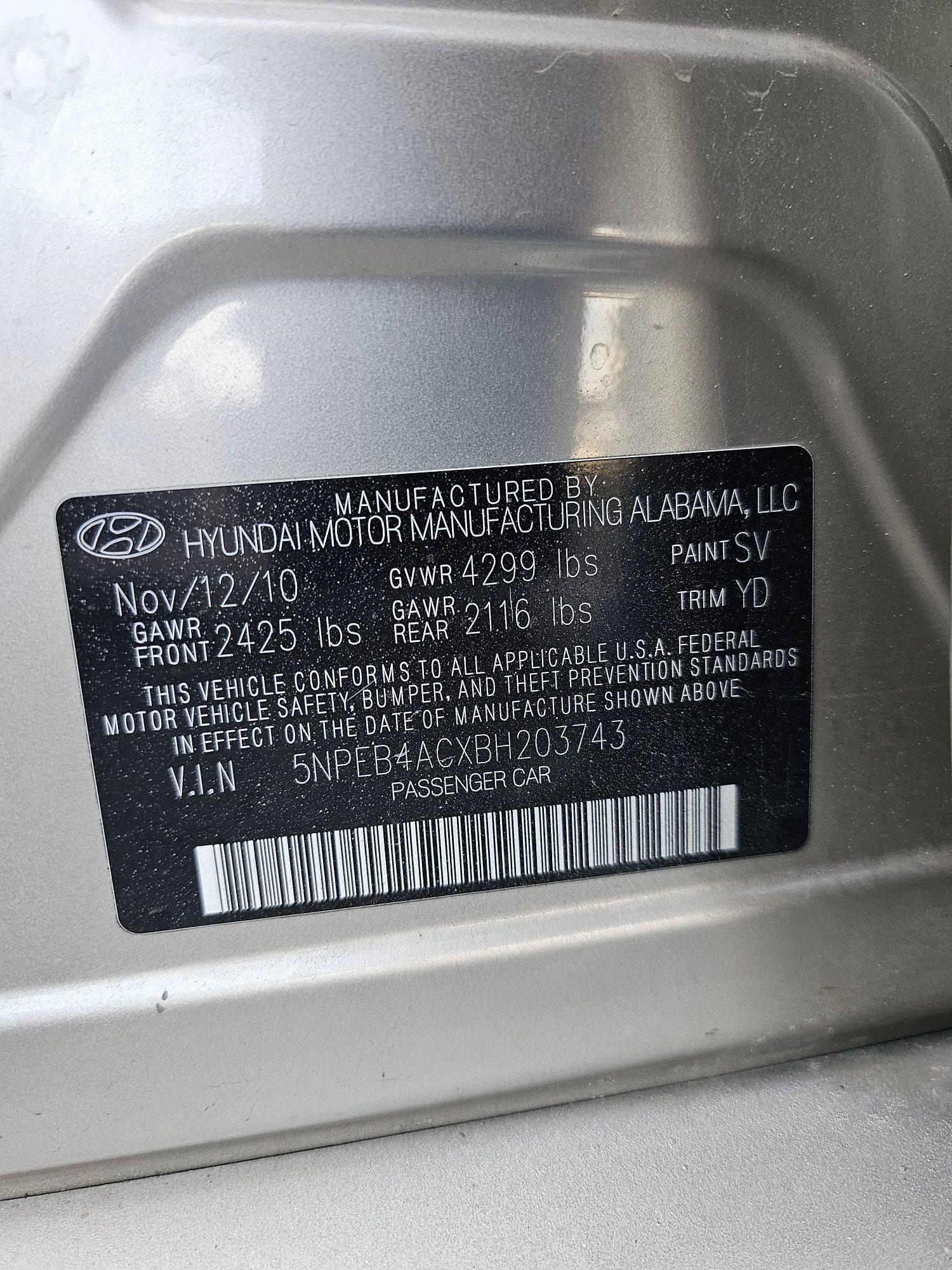 2011 HYUNDAI SONATA — 143352 Miles — Lot BH203743 — Souq - Marhaba Auctions Used Cars - Image 10