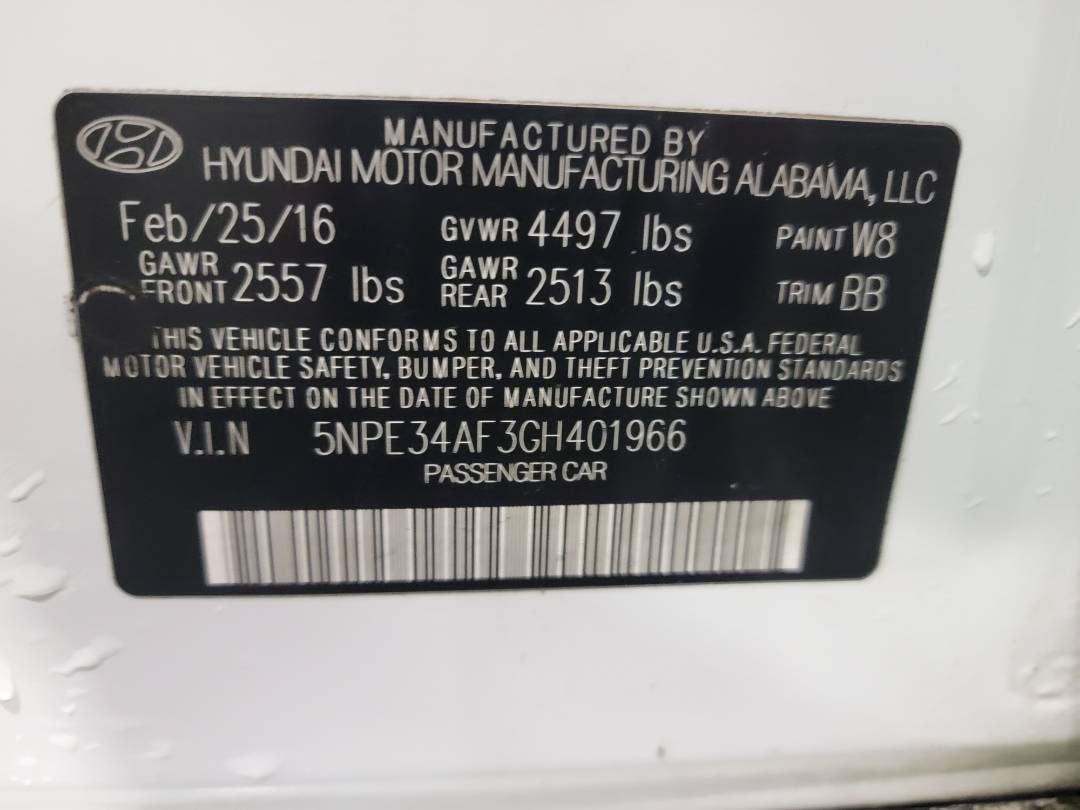 2016 HYUNDAI SONATA — 90960 Miles — Lot 72786922 - Marhaba Auctions Used Cars - Image 8