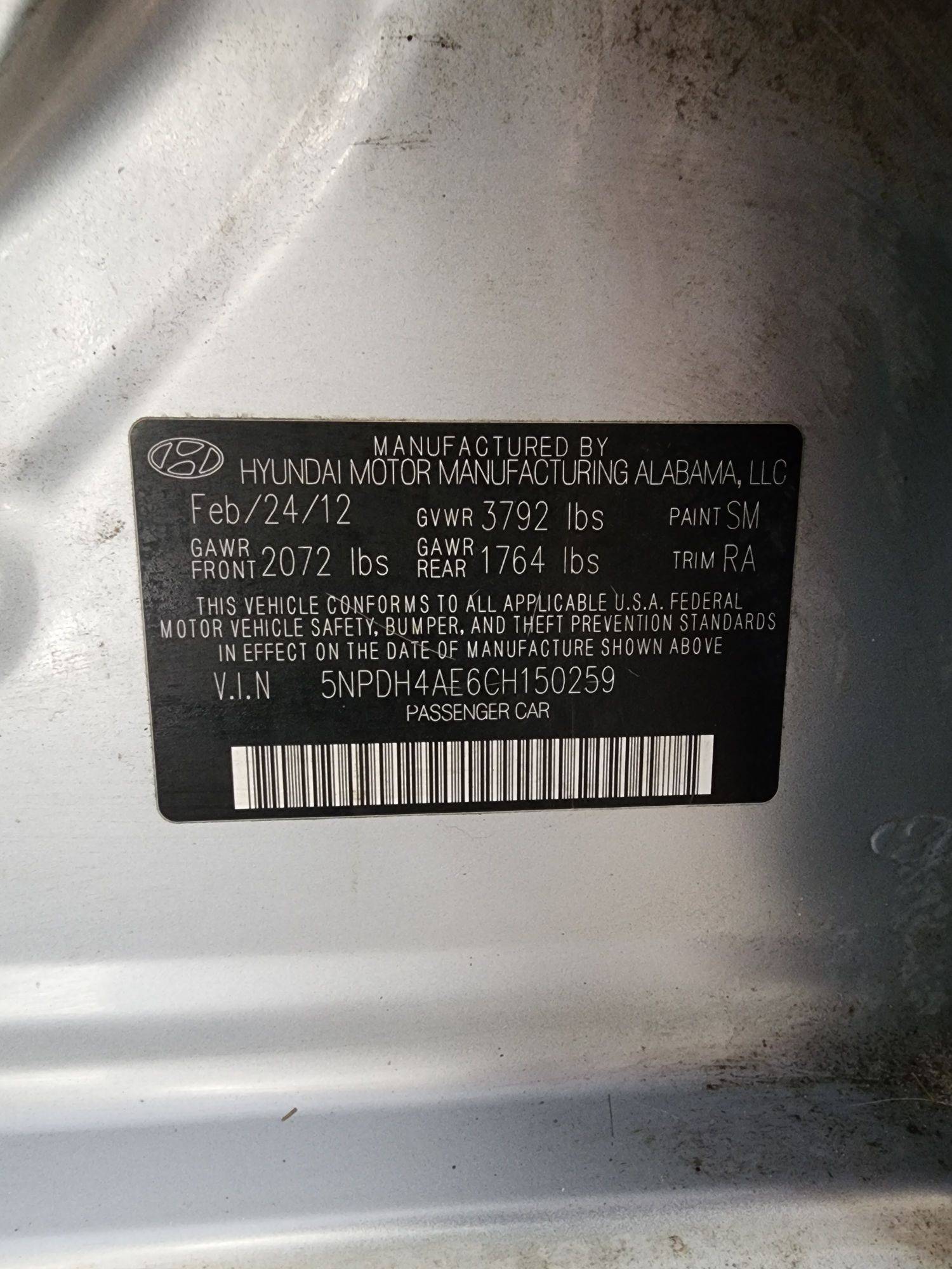 2012 HYUNDAI ELANTRA — 128949 Miles — Lot 50259 — Souq - Marhaba Auctions Used Cars - Image 9