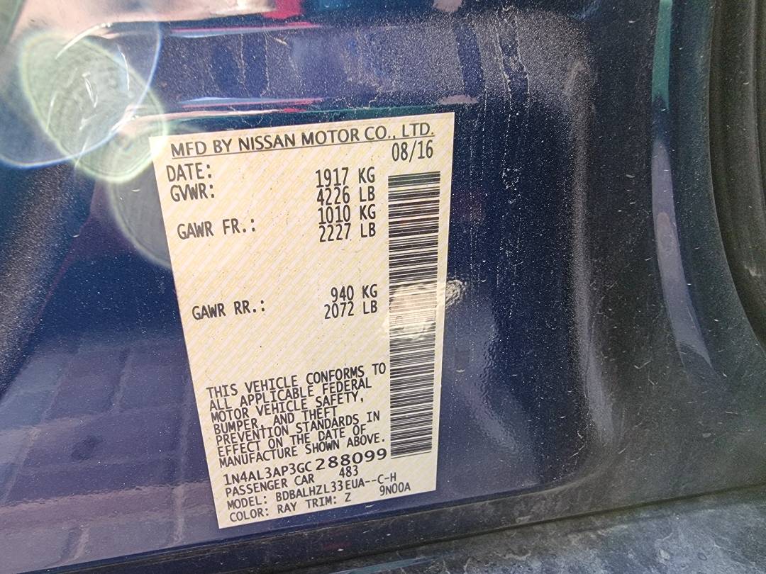 2016 NISSAN ALTIMA — 103860 Miles — Lot 99858 - Marhaba Auctions Used Cars - Image 4