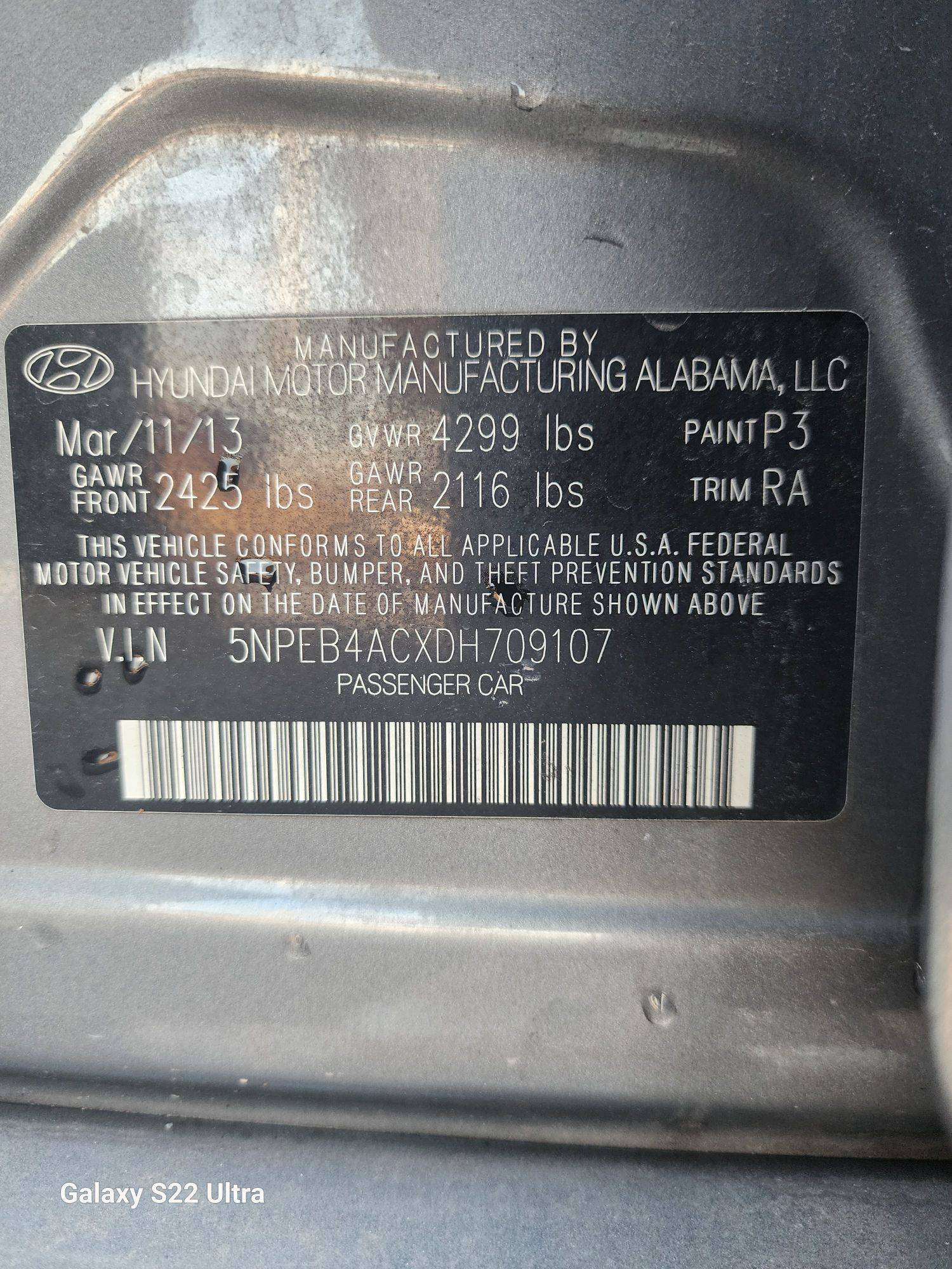 2013 HYUNDAI SONATA — 163796 Miles — Lot H709107 - Marhaba Auctions Used Cars - Image 9