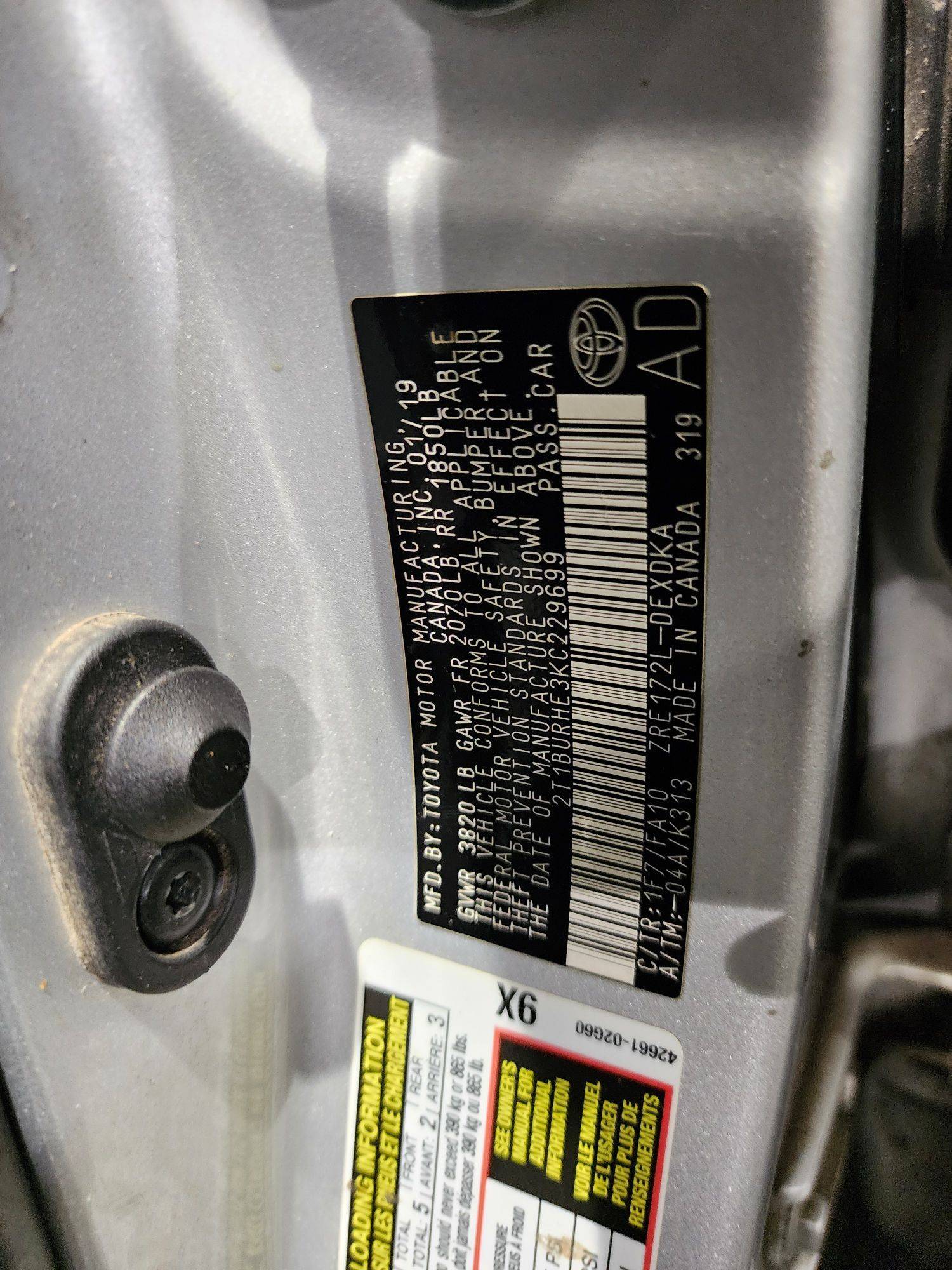 2019 TOYOTA COROLLA — 177945 Miles — Lot 38135994 — Souq - Marhaba Auctions Used Cars - Image 9