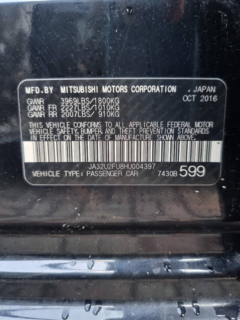 2017 MITSUBISHI LANCER — 168892 Miles — Lot 1254798 — Main - Marhaba Auctions Used Cars - Image 9