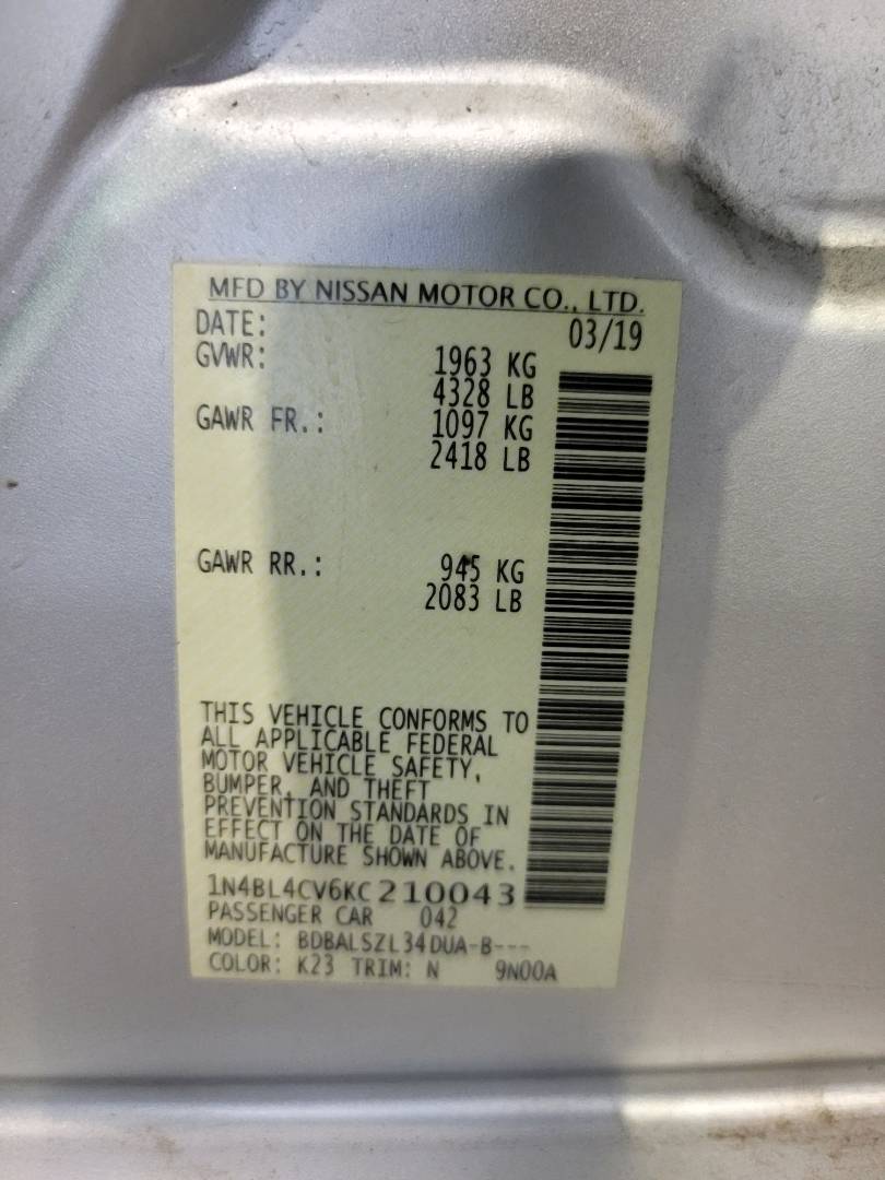 2019 NISSAN ALTIMA — 107753 Miles — Lot 6KC210043 — Main - Marhaba Auctions Used Cars - Image 10
