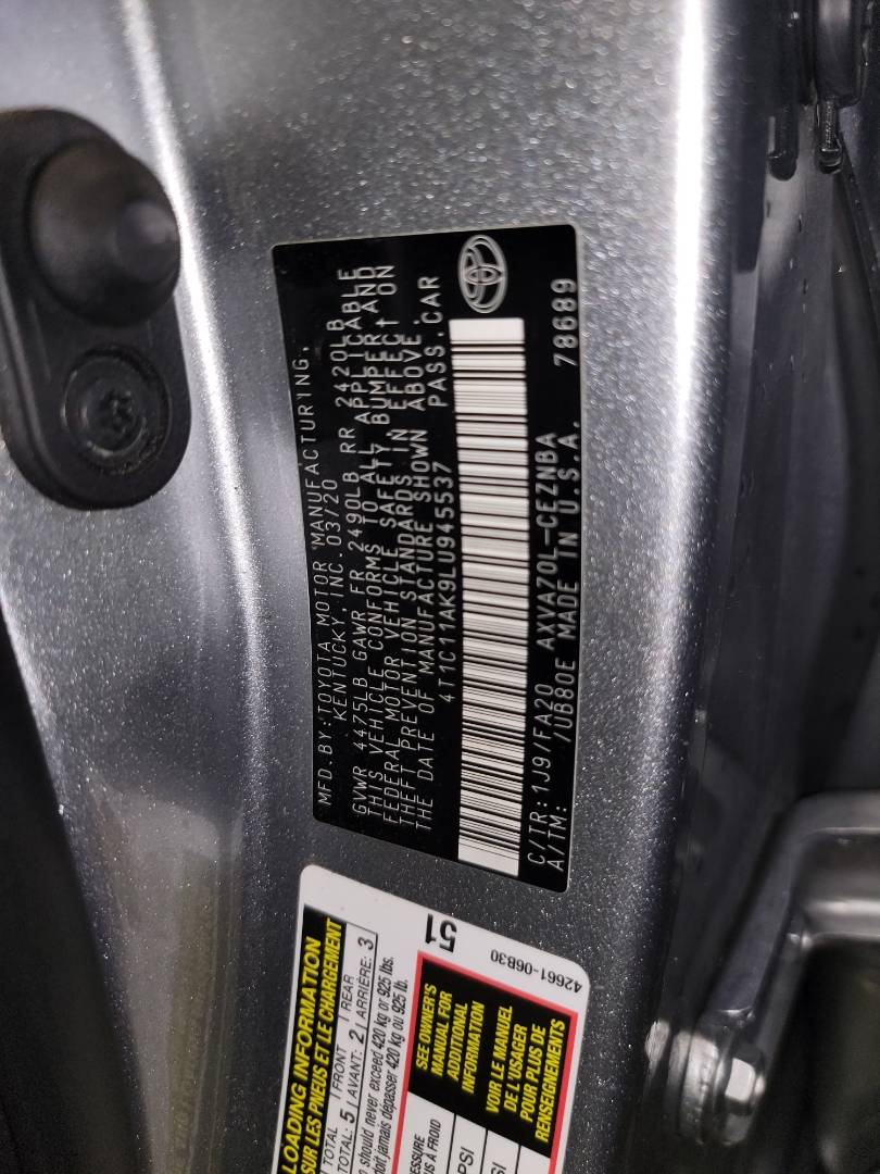 2020 TOYOTA CAMRY — 85029 Miles — Lot U945537 - Marhaba Auctions Used Cars - Image 11