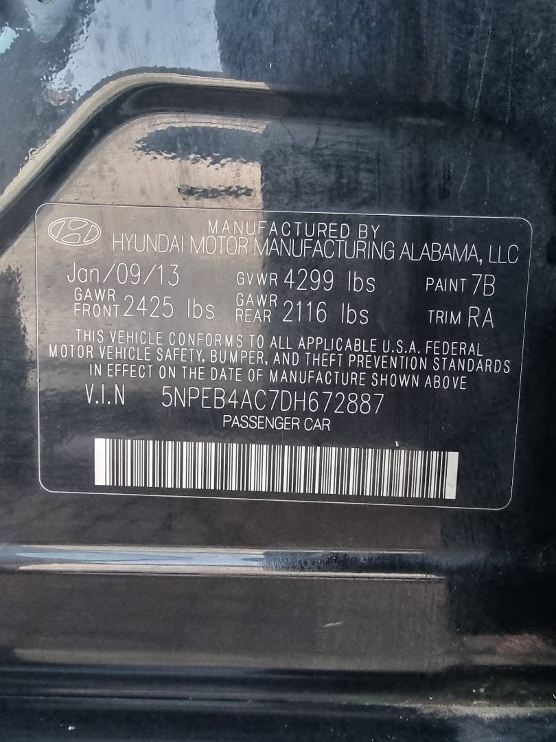 2013 HYUNDAI SONATA — 152641 Miles — Lot 125487 — Ind. 12 - Marhaba Auctions Used Cars - Image 9