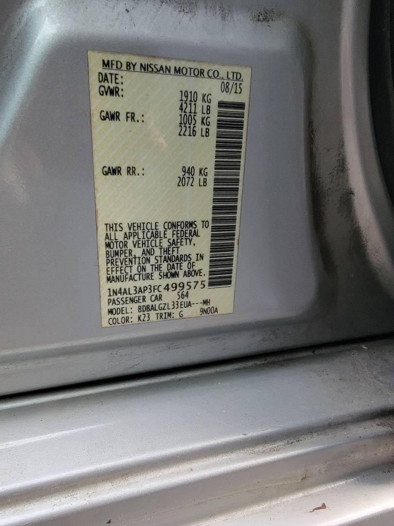 2015 NISSAN ALTIMA — 127288 Miles — Lot 499575 — Main - Marhaba Auctions Used Cars - Image 9