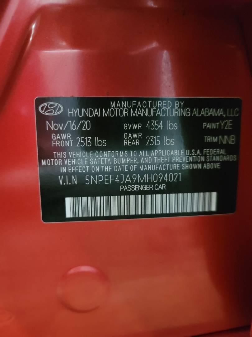 2021 HYUNDAI SONATA — 59384 Miles — Lot 094021 — Main - Marhaba Auctions Used Cars - Image 10