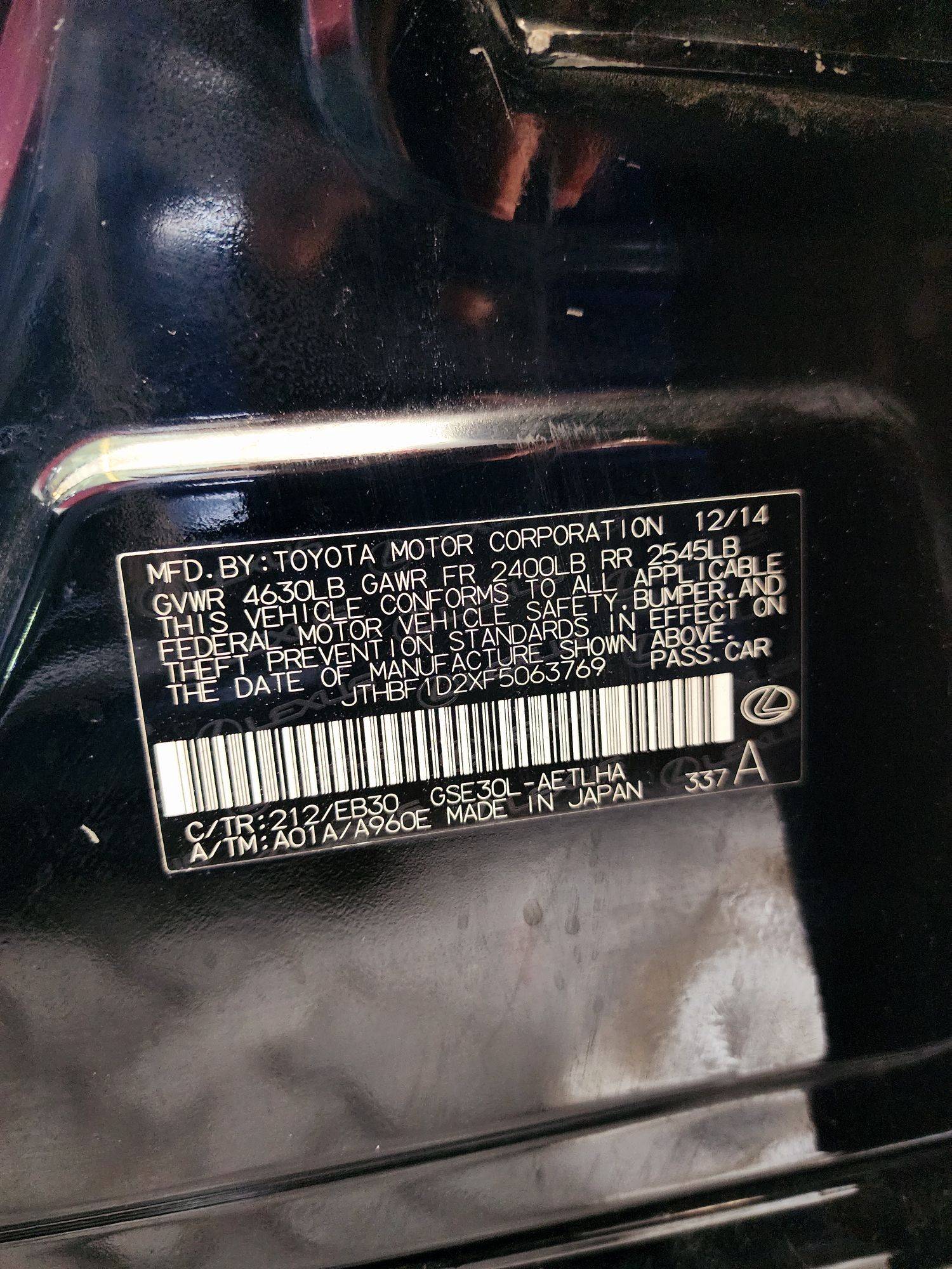 2015 LEXUS IS 250 — 112365 Miles — Lot XF5063769 — Souq - Marhaba Auctions Used Cars - Image 10