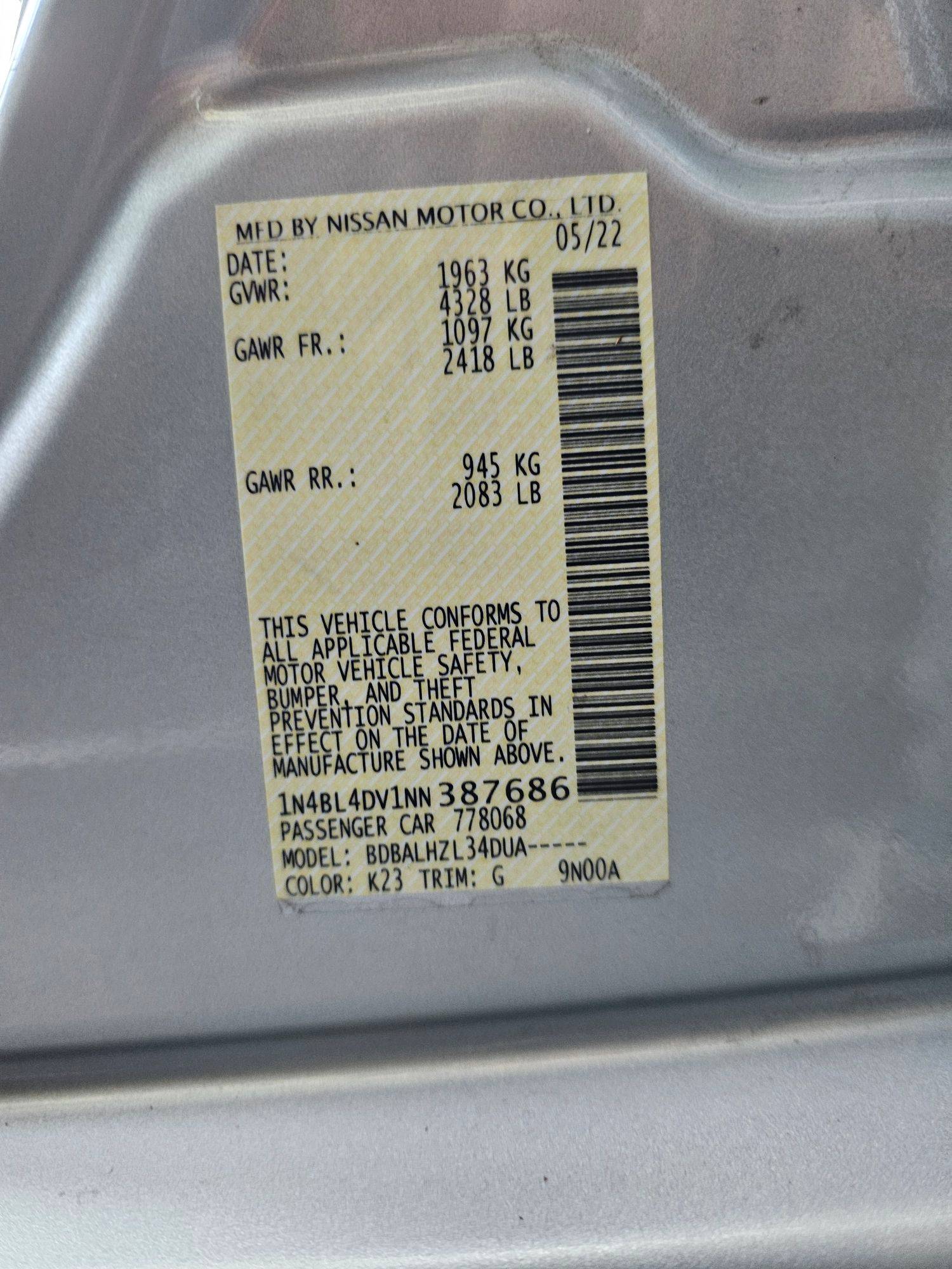 2022 NISSAN ALTIMA — 87935 Miles — Lot 80245805 — Souq - Marhaba Auctions Used Cars - Image 9