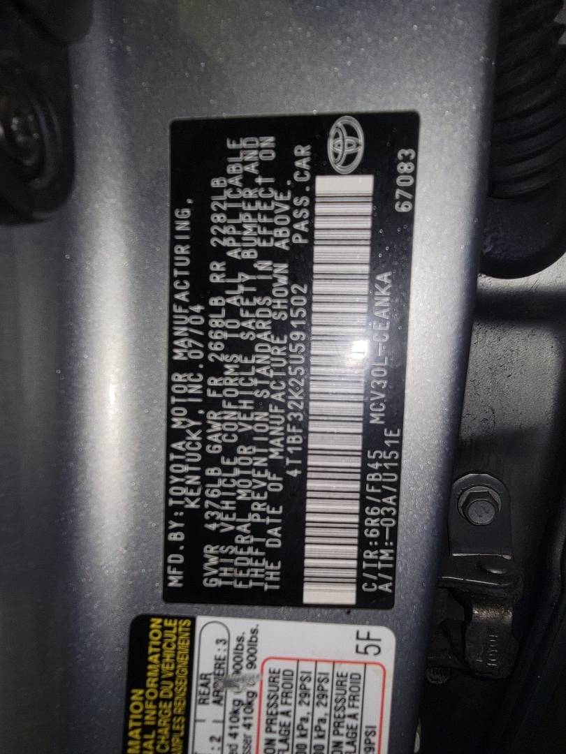 2005 TOYOTA CAMRY — 162195 Miles — Lot 64142313 - Marhaba Auctions Used Cars - Image 10
