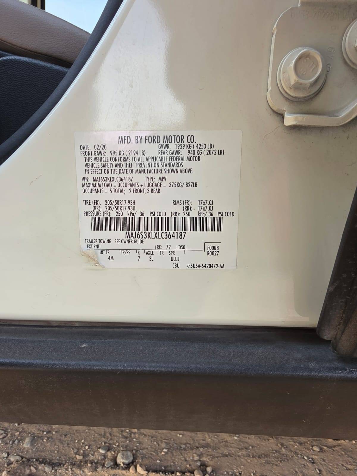 2020 FORD ECOSPORT — 122219 KM — Lot KLXLC364187 - Marhaba Auctions Used Cars - Image 10