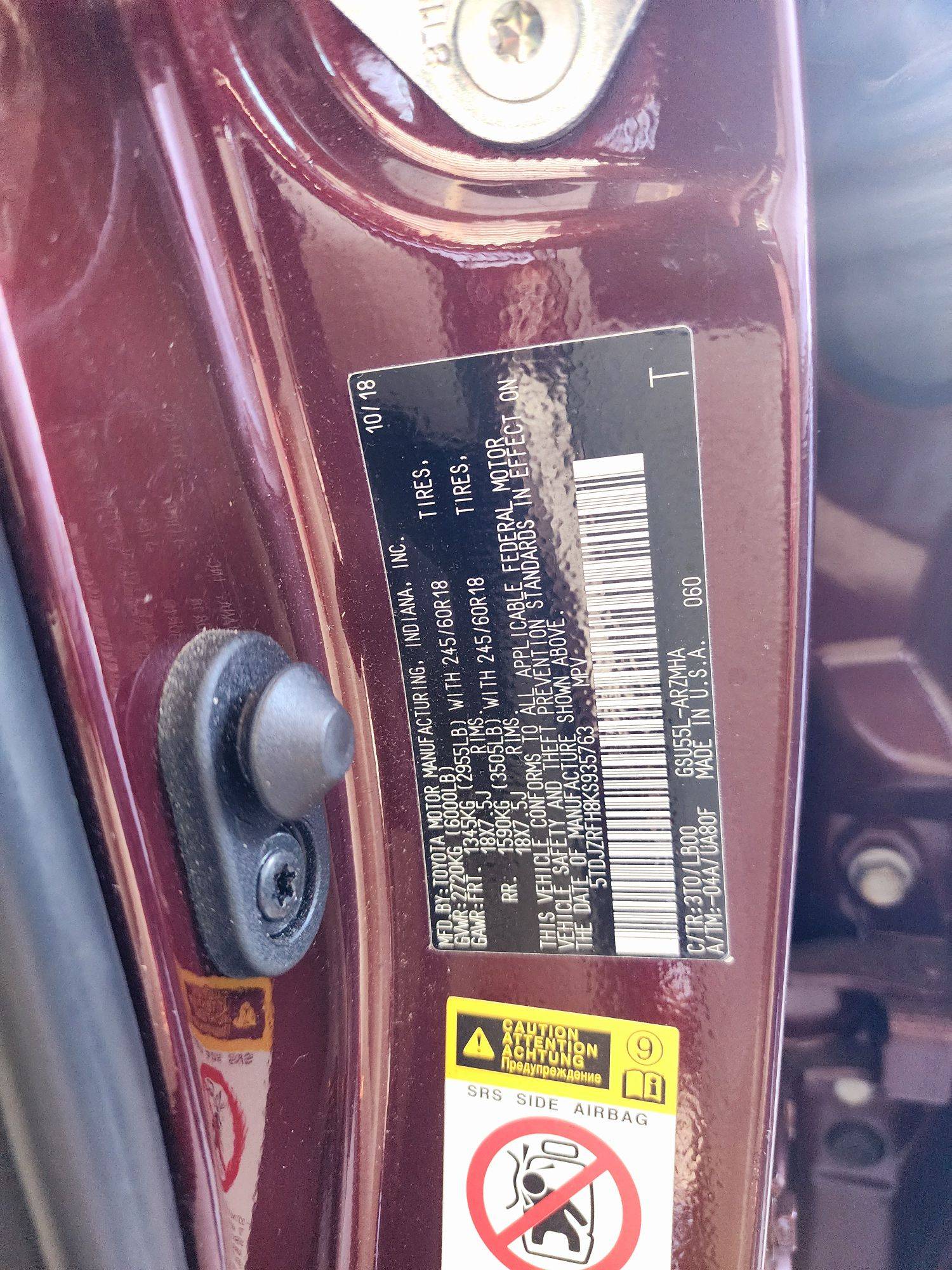 2019 TOYOTA HIGHLANDER — 85020 Miles — Lot RFH8KS935763 — Souq - Marhaba Auctions Used Cars - Image 10