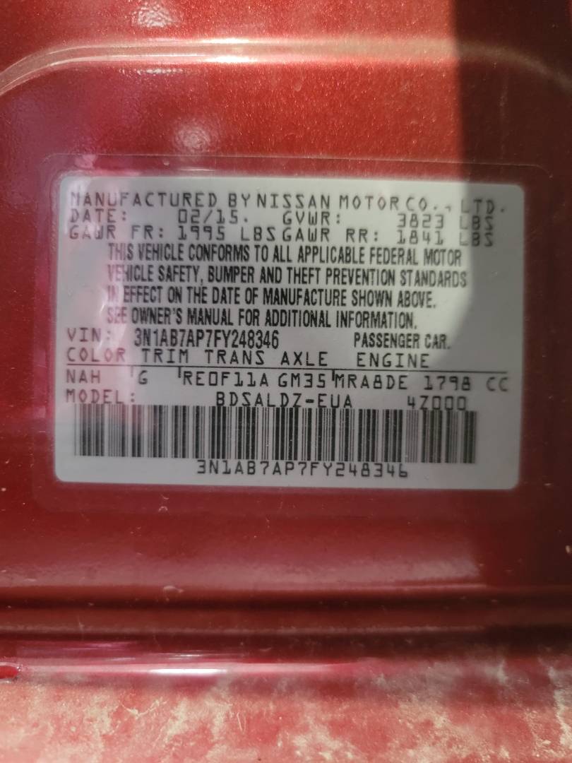 2015 NISSAN SENTRA — 160807 Miles — Lot 38607386 - Marhaba Auctions Used Cars - Image 8