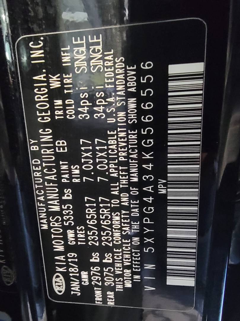 2019 KIA SORENTO — 115475 Miles — Lot KG566556 — Main - Marhaba Auctions Used Cars - Image 9