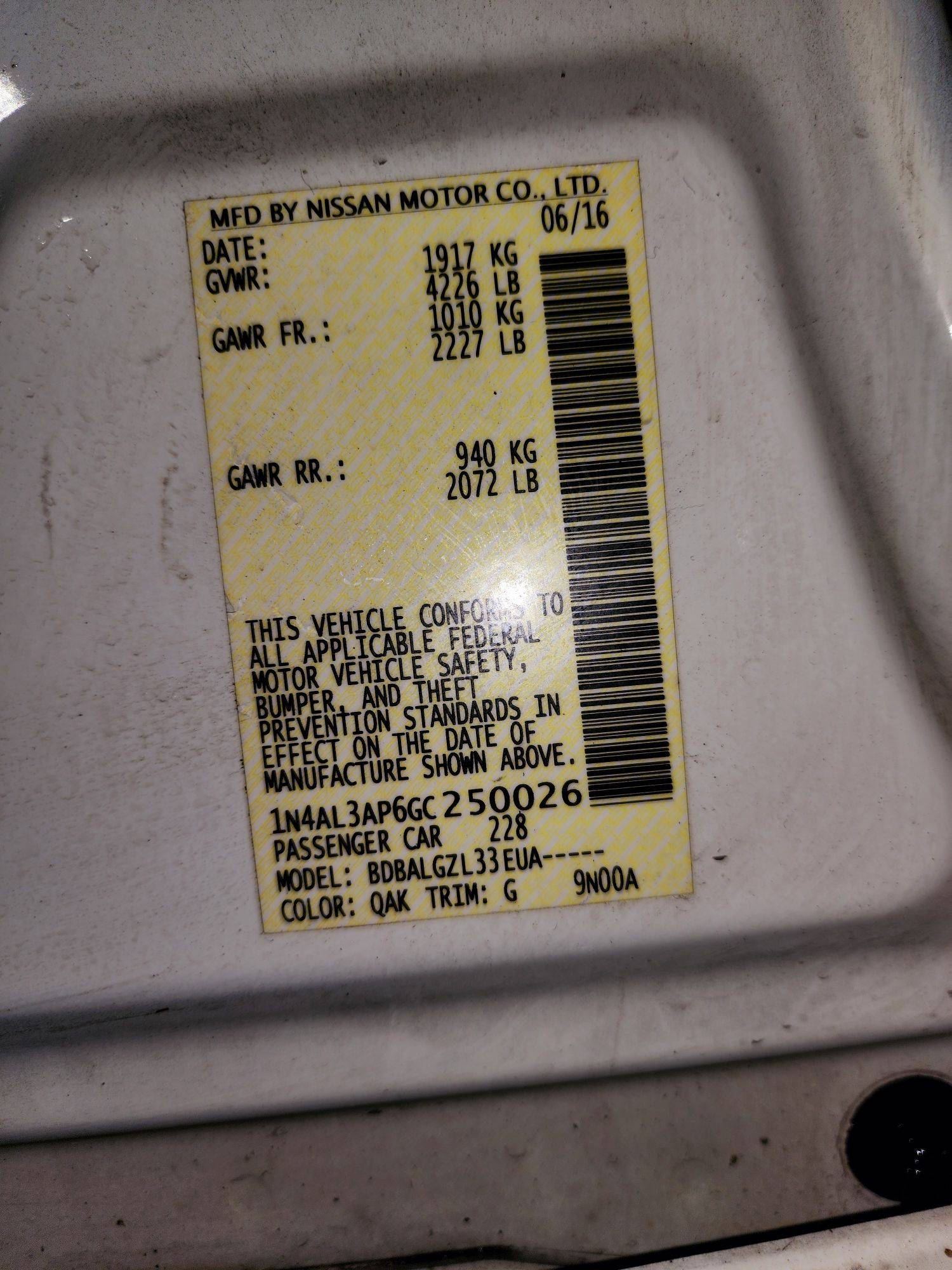 2016 NISSAN ALTIMA — 169023 Miles — Lot 82026064 — Souq - Marhaba Auctions Used Cars - Image 9