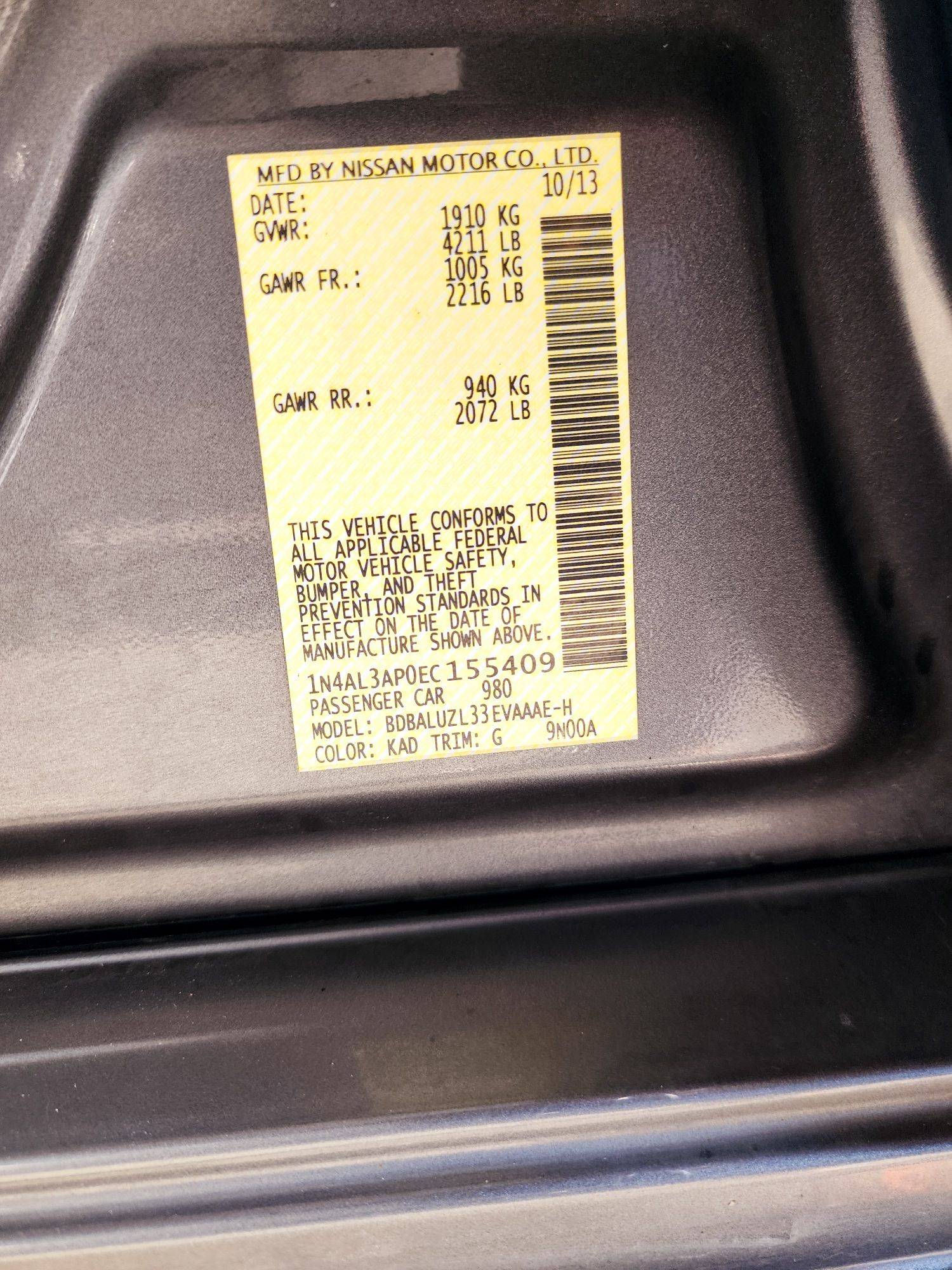 2014 NISSAN ALTIMA — 164854 Miles — Lot 58316744 — Souq - Marhaba Auctions Used Cars - Image 9
