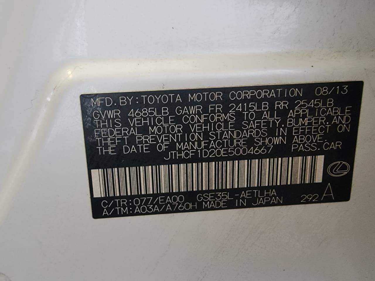 2014 LEXUS IS 250 — 119726 Miles — Lot 91347535 — Main - Marhaba Auctions Used Cars - Image 9